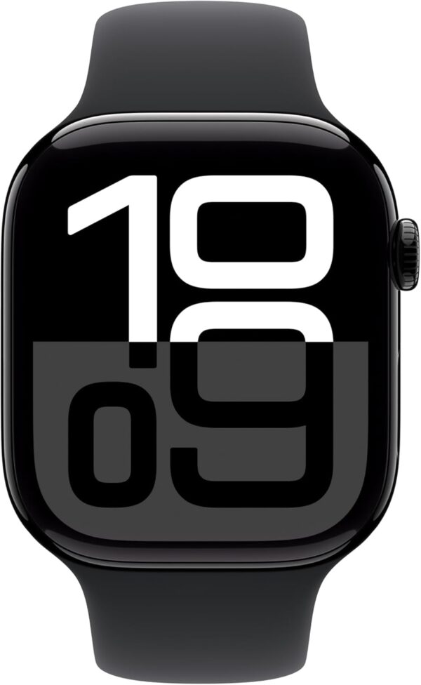 Apple Watch Series 10 GPS 46 mm Smartwatch with Jet Black Aluminium Case with Black Sport Band - M/L. Fitness Tracker, ECG App, Always-On Retina Display, Water Resistant - Image 2